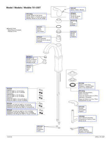 751-RB-DST | 751-SS-DST | Information produit | Delta Dryden Single Hole Single-Handle Vessel Bathroom Faucet in Stainless Manuel utilisateur | Fixfr
