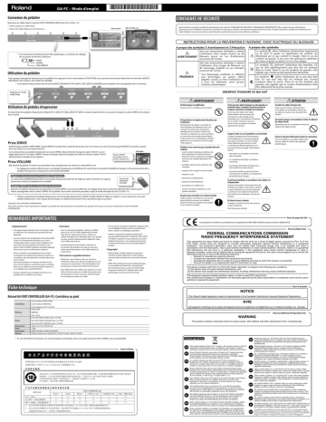 Roland GA-FC Contrôleur à pied Manuel du propriétaire | Fixfr
