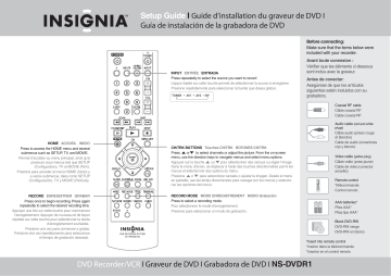 Insignia NS-DVDR1 Progressive-Scan DVD Recorder Guide d'installation rapide | Fixfr