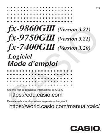 fx-9750GIII | Casio fx-9860GIII Calculator Manuel utilisateur | Fixfr