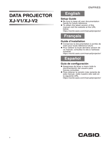 Casio XJ-V1, XJ-V2 Projector Guide d'installation | Fixfr
