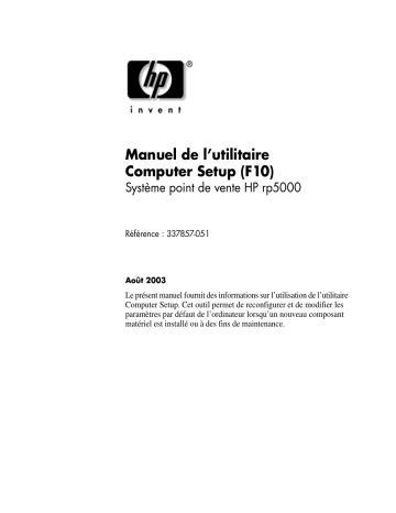 rp5000 Base Model Point of Sale | Mode d'emploi | HP rp5000 Point of Sale Manuel utilisateur | Fixfr