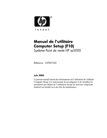 rp5000 Base Model Point of Sale | Mode d'emploi | HP rp5000 Point of Sale Manuel utilisateur | Fixfr