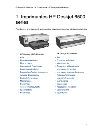 HP Deskjet 6540 Printer series Manuel utilisateur | Fixfr