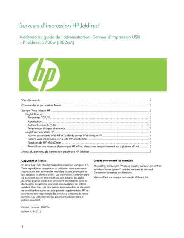 Mode d'emploi | HP Jetdirect 2700w USB Wireless Print Server Manuel utilisateur | Fixfr