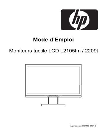 HP Compaq L2105tm 21.5-inch Widescreen LCD Touchscreen Monitor Mode d'emploi | Fixfr