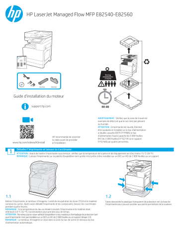 LaserJet Managed MFP E82540-E82560 series | HP LaserJet Managed MFP E82540du-E82560du series Guide d'installation | Fixfr