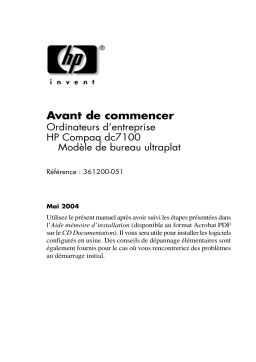 HP Compaq dc7100 Ultra-slim Desktop PC Manuel utilisateur