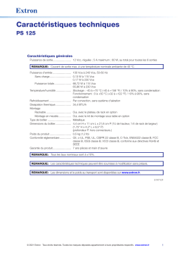 Extron PS 125 spécification