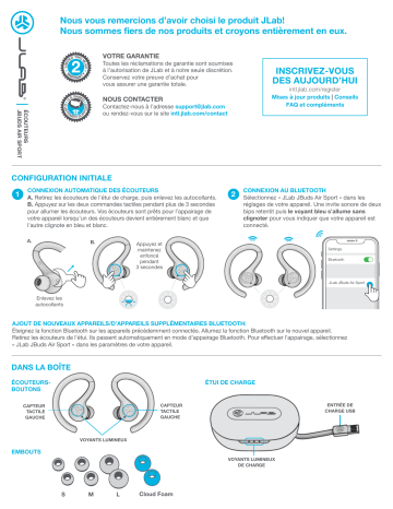 Jlab Audio JBuds Air Sport v2 Manuel du propriétaire | Fixfr