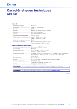 Extron ShareLink Pro WFA 100 spécification