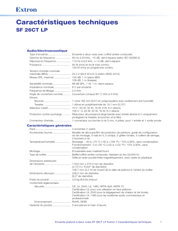 Extron SF 26CT LP spécification | Fixfr