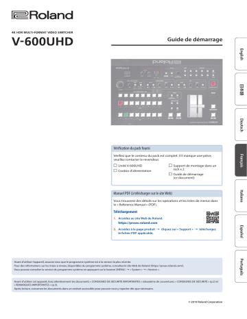 Mode d'emploi | Roland V-600UHD 4K HDR多格式视频切换台 Manuel utilisateur | Fixfr