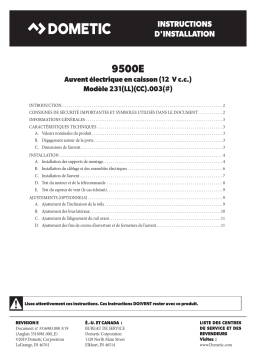 Dometic 9500E, 231(LL)(CC).003(#) Guide d'installation