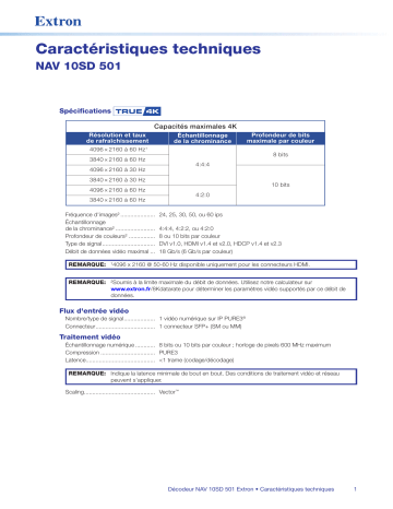 Extron NAV 10SD 501 spécification | Fixfr