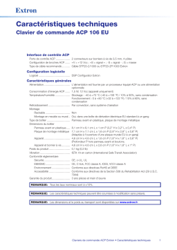 Extron ACP 106 EU spécification