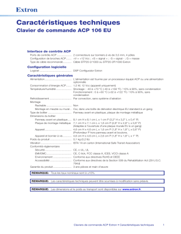Extron ACP 106 EU spécification | Fixfr