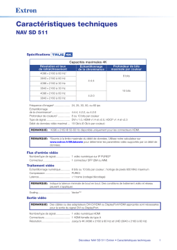 Extron NAV SD 511 spécification