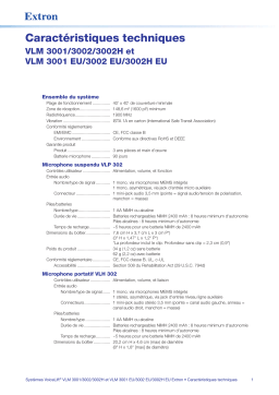 Extron VoiceLift Pro Microphone spécification