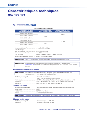 Extron NAV 10E 101 spécification | Fixfr