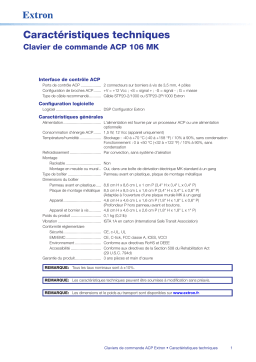 Extron ACP 106 MK spécification