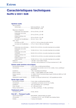 Extron NetPA U 8001 SUB spécification