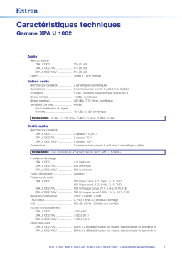 Extron XPA U 1002 spécification