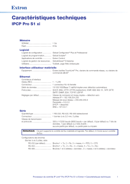 Extron IPCP Pro S1 xi spécification