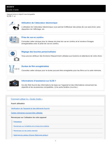 α 1 | Sony ILCE 1 Manuel utilisateur | Fixfr