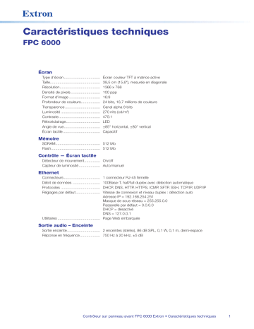Extron FPC 6000 spécification | Fixfr