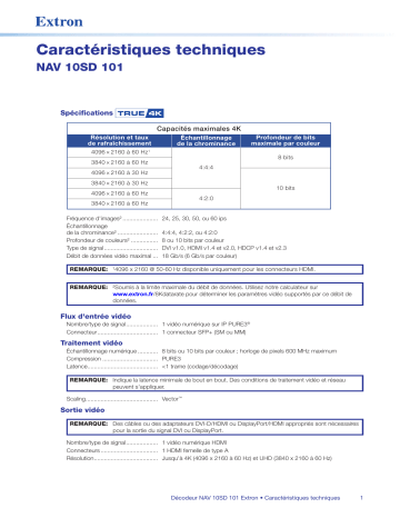 Extron NAV 10SD 101 spécification | Fixfr
