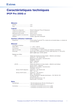 Extron IPCP Pro 255Q xi spécification