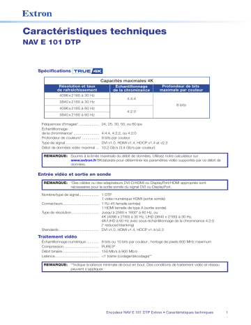 Extron NAV E 101 DTP spécification | Fixfr