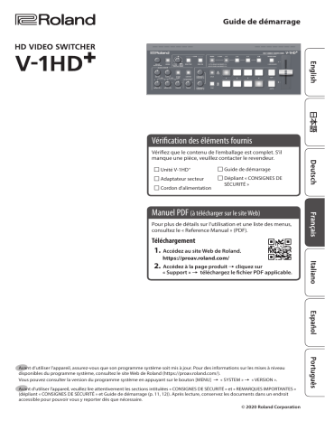 Mode d'emploi | Roland V-1HD+ 高清视音频切换台 Manuel utilisateur | Fixfr