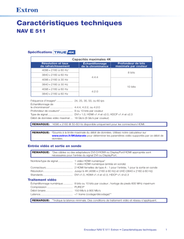 Extron NAV E 511 spécification | Fixfr