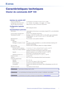 Extron ACP 100 spécification