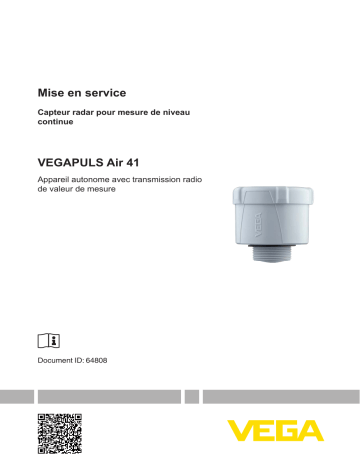 Mode d'emploi | Vega VEGAPULS Air 41 Autarkic, continuous level measurement for liquids and bulk solids Operating instrustions | Fixfr