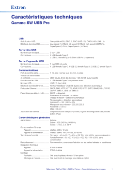 Extron SW USB Pro Series spécification