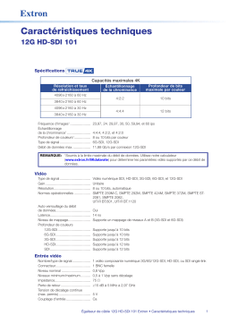 Extron 12G HD-SDI 101 spécification