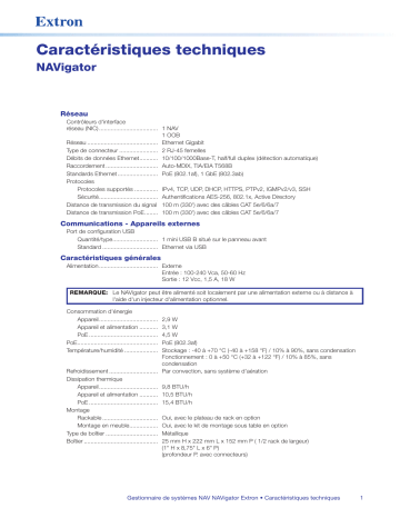 Extron Navigator spécification | Fixfr