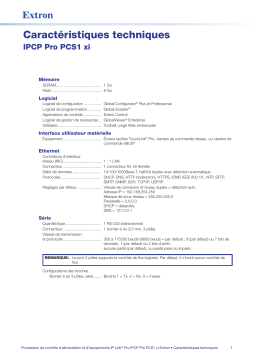 Extron IPCP Pro PCS1 xi spécification