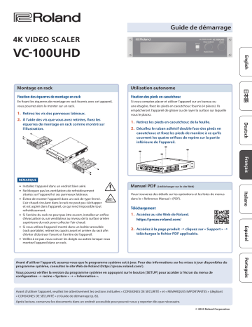 Mode d'emploi | Roland VC-100UHD 4K视频格式转换器 Manuel utilisateur | Fixfr