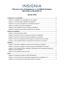 Insignia NS-AC501 AC Power Adapter Une information important