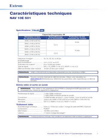 Extron NAV 10E 501 spécification | Fixfr