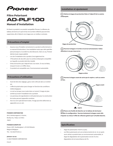 Installation manuel | Pioneer AD-PLF100 Guide d'installation | Fixfr