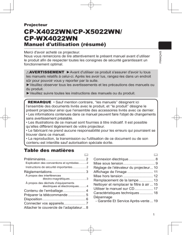 Mode d'emploi | Hitachi CPX5022WN Projector Manuel utilisateur | Fixfr