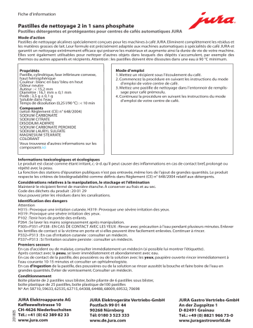 Jura 2-phase-cleaning tablets Information produit | Fixfr