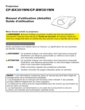 Mode d'emploi | Hitachi CPBX301WN Projector Manuel utilisateur | Fixfr