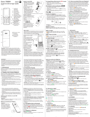 Doro 7000H Home device Guide de démarrage rapide | Fixfr