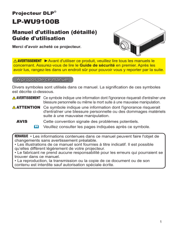 Mode d'emploi | Hitachi LPWU9100B Projector Manuel utilisateur | Fixfr